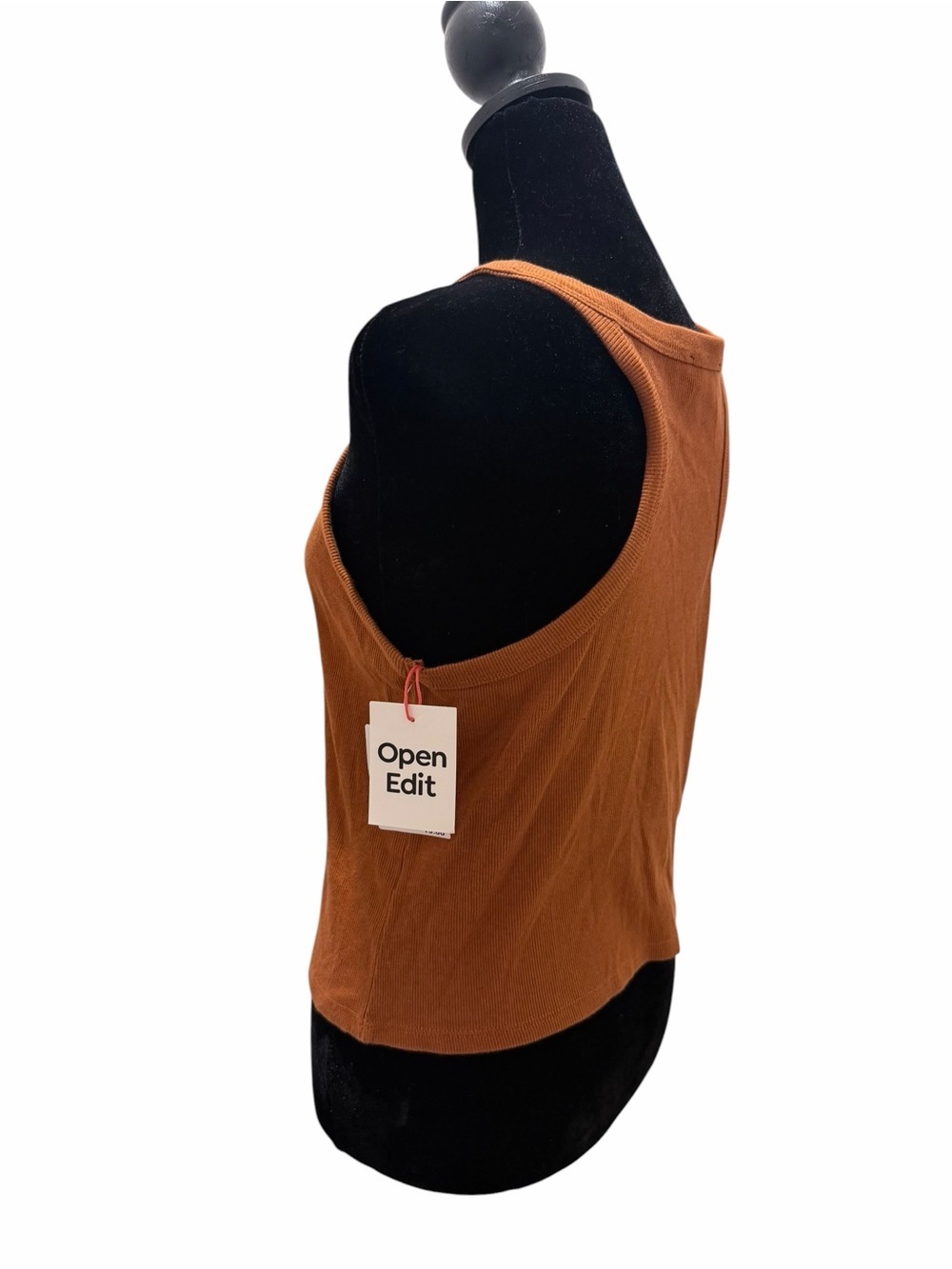 Open Edit Rust Orange Ribbed Tank Top - Picture 2 of 6